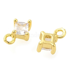 Rhombus Rack Plating Brass with Cubic Zirconia Pendants Charms&nbsp;KK-S396-24