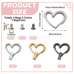 3 Bags 3 Colors Zinc Alloy Bag Twist Lock Accessories&nbsp;AJEW-TA0002-12