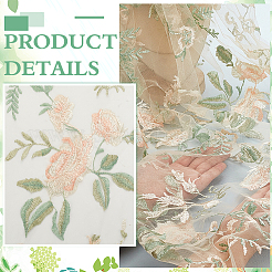 Flower Pattern Polyester Lace Fabic&nbsp;DIY-WH0888-204B