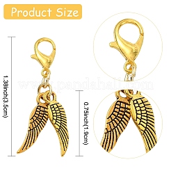 12Pcs 2 Styles Alloy Wing Pendant Decorations&nbsp;HJEW-YW00179