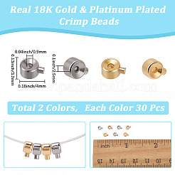 60Pcs 2 Colors Brass Crimp Beads&nbsp;FIND-BBC0004-71