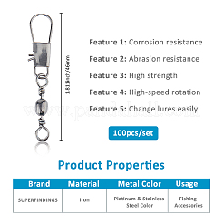 100Pcs Stainless Steel Solid Fishing Swivel Snaps Hook Connector Barrel Bearing&nbsp;FIND-FH0010-59