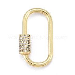 Brass Micro Pave Clear Cubic Zirconia Screw Carabiner Lock Charms&nbsp;ZIRC-E164-10G