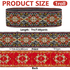 Ethnic Style Embroidery Polyester Ribbons&nbsp;OCOR-WH0070-04D