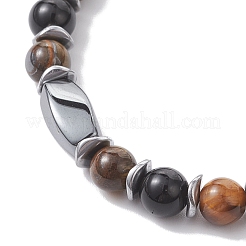 Natural Tiger Eye & Eyeless Obsidian & Synthetic Non-Magnetic Hematite Beaded Bracelets for Women&nbsp;BJEW-JB12941-01