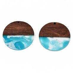 Transparent Resin & Walnut Wood Pendants&nbsp;RESI-T035-35B
