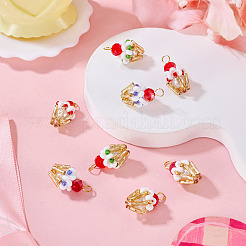 8Pcs 4 Colors Glass Seed Beaded Cupcake Pendants&nbsp;FIND-TA0009-15