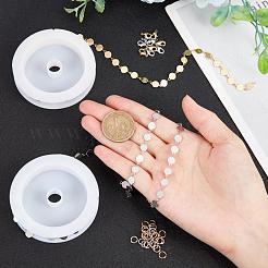 2 Colors 2m Brass Handmade Flat Round Link Chains&nbsp;DIY-CA0002-01