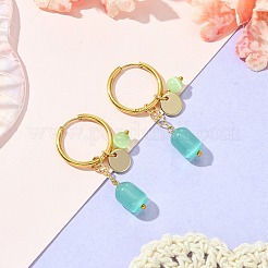 Natural Cat Eye Hoop Earrings&nbsp;EJEW-JE06001