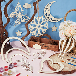 Unfinished Wood Chip Wall Decoration Set&nbsp;DIY-WH0430-950