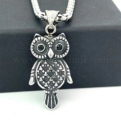 Punk Stainless Steel Owl Pendant Necklaces for Men&nbsp;VX5192