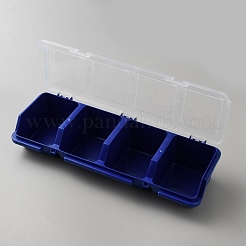 4 Grids Plastic Bead Containers with Clear Hinged Lid&nbsp;CON-WH0115-30