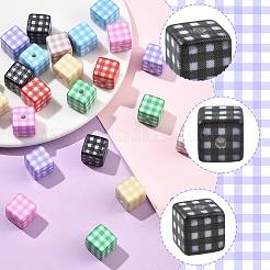 24Pcs 8 Colors Printed Opaque Acrylic Beads&nbsp;MACR-FS0002-47