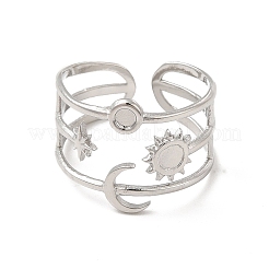 Tarnish Resistant Star & Moon & Sun 304 Stainless Steel Open Cuff Ring Findings&nbsp;STAS-E066-10P