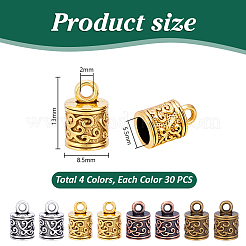 120Pcs 4 Style Tibetan Style Alloy Cord Ends&nbsp;FIND-PH0025-29