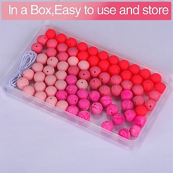 80Pcs 4 Style Round Silicone Focal Beads&nbsp;SIL-SZ0001-22E