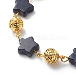 Star Synthetic Blue Goldstone Link Bracelets&nbsp;BJEW-JB08751