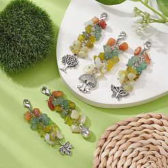 Alloy Charms & Natural Gemstone Chips Beaded Pendant Decoration&nbsp;HJEW-JM01208