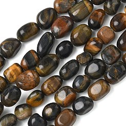 Dyed Natural Yellow and Blue Tiger Eye Beads Strands&nbsp;G-C286-A11