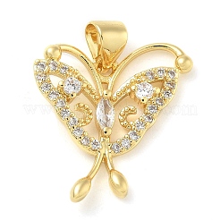 Butterfly Rack Plating Brass Micro Pave Cubic Zirconia Pendants&nbsp;KK-Z074-72G