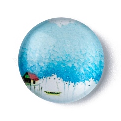 Tree of Life Printed Half Round/Dome Glass Cabochons&nbsp;GGLA-A002-16mm-GG