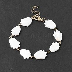 Natural Shell Link Chain Bracelet&nbsp;BJEW-C015-05G