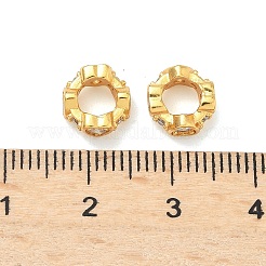 Brass Micro Pave Cubic Zirconia Rondelle European Beads&nbsp;KK-H532-33G