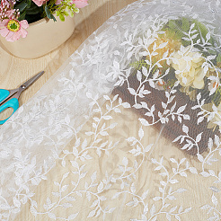 Polyester Leaf Lace Embroidery Fabrics&nbsp;DIY-WH20081-073B