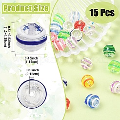 15Pcs Round Handmade Clear Lampwork Beads Strands&nbsp;LAMP-YW0004-15