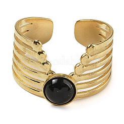 Natural Dyed & Heated Black Agate Finger Rings&nbsp;RJEW-U027-02G-08