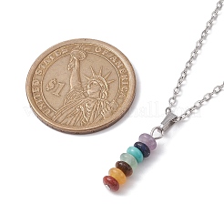 Natural & Synthetic Mixed Gemstone Disc Pendant Necklaces&nbsp;NJEW-JN04623-01