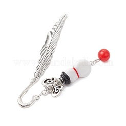 7Pcs 7 Colors Christmas Snowman Lampwork & Butterfly Alloy Pendant Bookmarks&nbsp;AJEW-JK00340