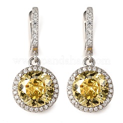 925 Sterling Silver Micro Pave Cubic Zirconia Dangle Hoop Earrings&nbsp;EJEW-F371-01B-02