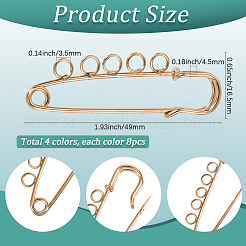 32Pcs 4 Colors Iron Brooch Findings&nbsp;IFIN-SC0001-81