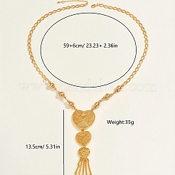 Fashionable Vintage Brass Hollow Heart Pendant Y Necklaces for Women&nbsp;RM9397