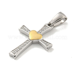 Ion Plating(IP) 304 Stainless Steel Cubic Zirconia Pendants&nbsp;STAS-C102-05GP