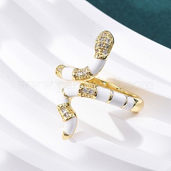 Brass Micro Pave Clear Cubic Zirconia Cuff Rings for Women&nbsp;RJEW-U047-39G-04
