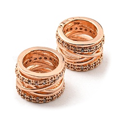 Rack Plating Brass Micro Pave Cubic Zirconia European Beads&nbsp;KK-F856-09RG