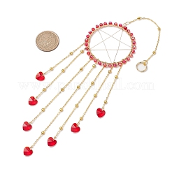 Wire Wrapped Brass Star Hanging Ornaments&nbsp;HJEW-JM02765-02