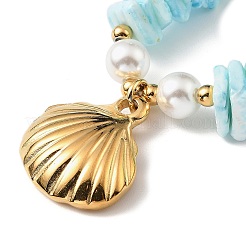 304 Stainless Steel Shell Shape Pendant Necklaces&nbsp;STAS-Z101-03G
