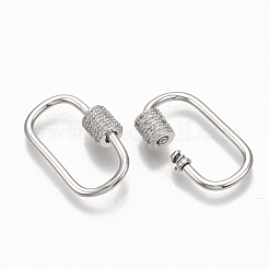 Brass Micro Pave Clear Cubic Zirconia Screw Carabiner Lock Charms&nbsp;X-ZIRC-T010-10P