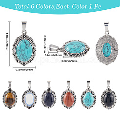 6Pcs 6 Styles Gemstone Pendants&nbsp;G-SC0003-39A