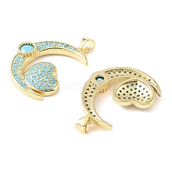 Brass Micro Pave Sky Blue Cubic Zirconia Pendants&nbsp;CU-CBA6938-04G-04