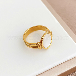 Retro Fashionable 304 Stainless Steel and Shell Finger Rings&nbsp;FS-WG8030D-04
