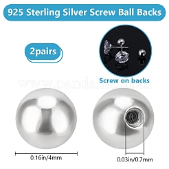 2 Pairs 925 Sterling Silver Ear Nuts&nbsp;STER-BBC0007-33