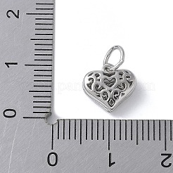 925 Sterling Silver 3D Hollow Flower Heart Charms&nbsp;STER-M099-02P