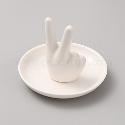 Yeah Gesture Porcelain Jewelry Plate&nbsp;DJEW-WH0071-01B