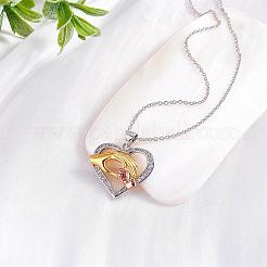 Hand in Hand Love Heart Pendant Necklace Cute Hollow Heart Dangle Necklace Charms Jewelry Gifts for Mom Women Mother's Day Christmas Birthday Anniversary&nbsp;JN1100A