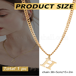 1Pc 304 Stainless Steel Letter Pendant Necklaces&nbsp;NJEW-LP0001-33H-G