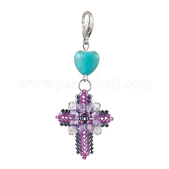 Cross Glass & Resin Pendant Decoration&nbsp;HJEW-MZ00073